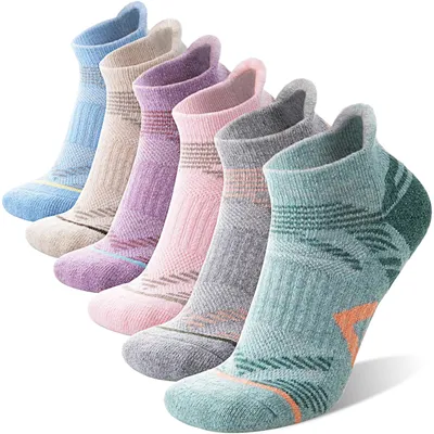 Productafbeelding van 6 paar Merino Wol Enkelsokken, ademend en dikgevuld voor wandelen en hardlopen