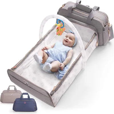 Produktbild von Wickeltasche mit Wickelunterlage – Wickeltaschen mit Babybett – große Wickeltasche mit Kinderbett – Wickeltasche, Wickeltasche, Wickeltasche mit Babybett, Wickeltasche – Grau