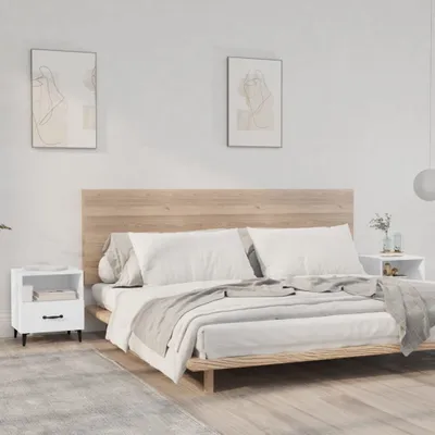 Image de vidaXL Tables de nuit 2 pcs. Blanc Bois composite