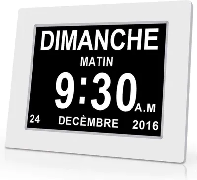 Produktbild von Digitaluhr 20,3 cm, weiß, Kalender, für Senioren, Datum und Uhrzeit automatisch