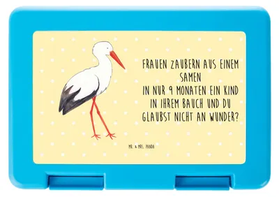 Produktbild von Mr. & Mrs. Panda Lunchbox Storch - Gelb Pastell - Geschenk, Vesperbox, Geburt, Vorratsbehälter, Mutter, Bento Box, Bentobox, Baby, Störche, Lustige Sprüche, Mütter