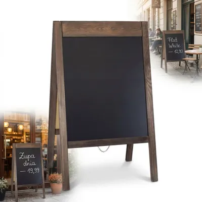 Produktbild von Werbetafel Kreidekipper Restaurant oder Büro, Holzständer doppelseitig Bemalung mit Kreidestiften 100x60
