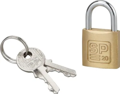 Image de Cadenas à clé SP, bagage, 20mm, anse acier cémenté nickelé, 2 clés - SP