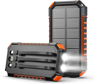 Obrázek produktu pro Solární powerbanka s kapacitou 20000 mAh – rychlonabíječka 15 W, přenosná nabíječka, s 3 integrovanými