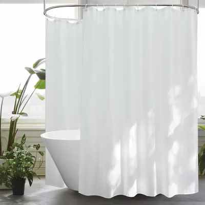 Produktbild von Extra breiter Duschvorhang 300 x 200 cm, Textilgewebe, weiß, 300 cm breit, schimmelresistent, wasserdicht, extra groß, waschbar, schnelltrocknend, mit 20 Ringen