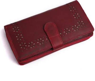 Produktbild von Chunkyrayan Echtleder Damen Geldbörse Hochwertig Vintage RFID Schutz inklusive Leder Schlüsselanhänger GB-29 Rot
