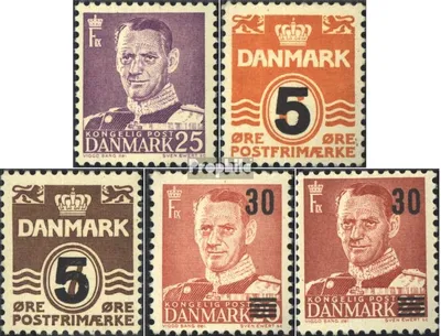 Produktbild von Briefmarken Dänemark 1955 Mi 355,358-361 (kompl.Ausg.) postfrisch König Frederik IX