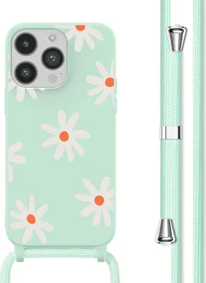 Zdjęcie produktu dla imoshion Silikonowe etui ze sznurkiem do Apple iPhone 14 Pro - Green Flower Distance