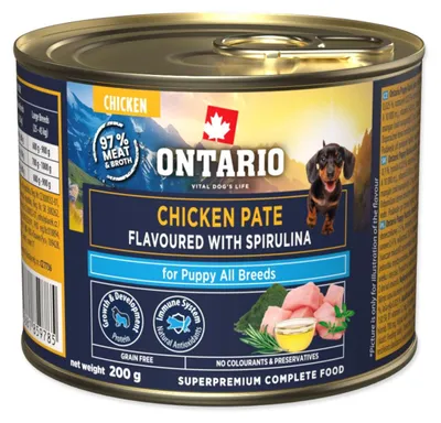 Imagen del producto de Konzerva Ontario Puppy, paté de pollo con sabor a espirulina, 200g