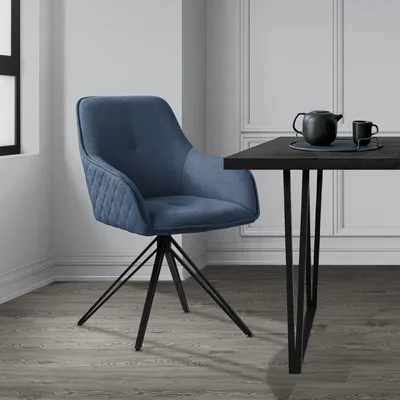 Produktbild von ML-Design  Esszimmerstuhl drehbar, Blau, aus Textil Webstoff mit Metallbeine