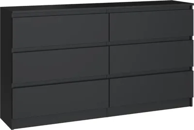 Produktbild von Moderne Malwa M6 Kommode 140 cm mit grifflosen Schubladen – Elegant & funktional | Farbe: Schwarz