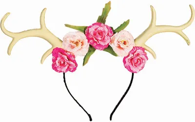 Produktbild von Geweih mit Blumen-Stirnband Kostüm Accessoire