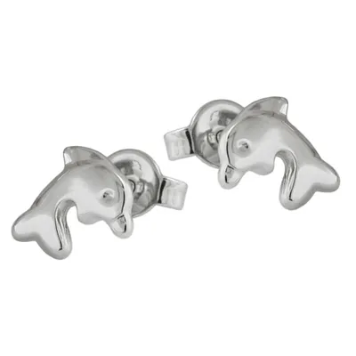 Produktbild von Ohrstecker Ohrring 8x7mm Delfin glänzend rhodiniert Silber 925 silber 8x7mm