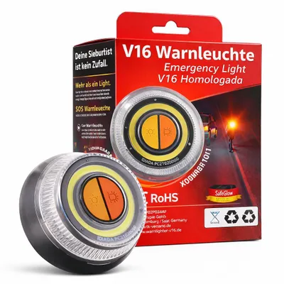 Produktbild von Notfall-Warnleuchte V16  – Pannenlicht & Signallicht – IDIADA PC21020060 Zulassung und IDIADA – für Fahrzeuge & Motorräder