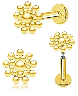 Productafbeelding van Labret-piercing voor tragus, helix en elk ander deel van de oorlel, goudkleurig, maat 6 mm, korte uitvoering