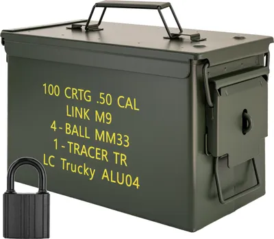 Immagine prodotto di Trucky Scatola portamunizioni in metallo Con serratura scatola portamunizioni con coperchio, 31 x 16 x 19 cm, militare colore verde