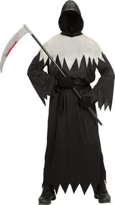 Imagen del producto de Traje de Sensenmann para hombre, disfraz de Halloween, color negro y blanco