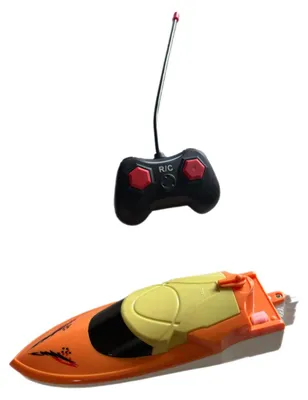 Produktbild von RC Speedboot 40MHz mit 2-Wege-Fernbedienung – Kinderfreundliches ferngesteuertes Boot für Anfänger bis 5 km/h