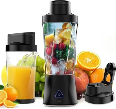 Immagine prodotto di Sistema frullatore portatile, frullatore portatile per smoothie e milkshake, ricarica tramite USB, centrifuga portatile autopulente per la cucina e i viaggi