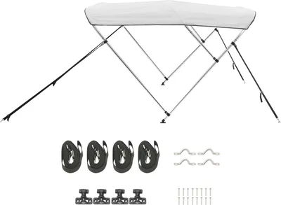 Zdjęcie produktu dla SucceBuy Pokrowiec na łódź Bimini Top 3-bow 216-229 cm, jasnoszary