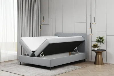 Produktbild von Boxspringbett Schlafzimmerbett OMERO 180x220cm Stoff Opalgrün inkl. Bettkasten