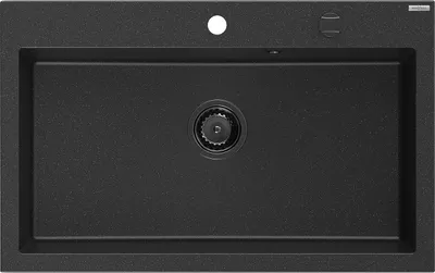Zdjęcie produktu dla Mexen Elix zlewozmywak granitowy 1-komorowy 800 x 500 mm, czarny/srebrny metalik, syfon czarny - 6527801005-73-B