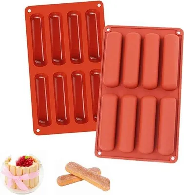 Image de Moules en silicone pour barres de petit-déjeuner - Moule rectangulaire à 8 cavités pour barres énergétiques, brownies et gâteaux au fromage