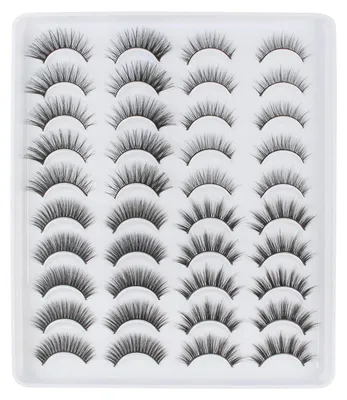 Image de Cils artificiels effet naturel, 20 paires, 4 styles, en Fourrure artificielle, réutilisables