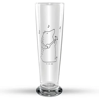 Produktbild von Mr. & Mrs. Panda Bierglas Bär Gitarre - Transparent - Geschenk, Mr Mrs Weizenglas, Weißbierglas, Weizen Glas, Weizenbier, Teddy, Bier