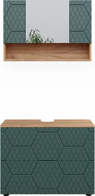 Immagine prodotto di Set mobili bagno Vicco Irma Quercia verde/oro 2 parti, base 80 cm, Model 47199