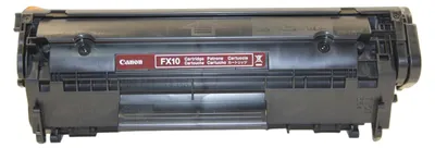 A black Canon FX-10 toner cartridge is shown against a white background.