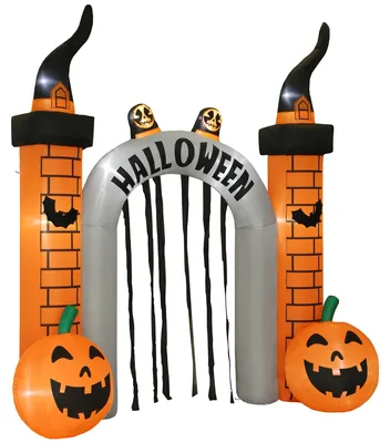 Produktbild von Outsunny Aufblasbarer Halloween Torbogen 3 m mit LED Geisterkürbis für Hof Rasen