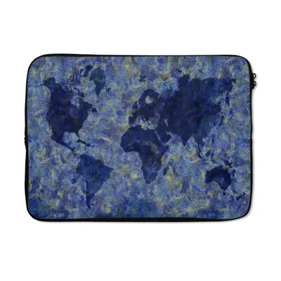Produktbild von MuchoWow® Laptop Hülle 14 ZollWeltkarte - Van Gogh - Gemälde Laptoptasche - Laptoptasche - Stoßsicher - Schutzhaube