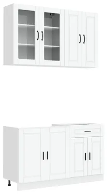 Image de vidaXL Ensemble de cuisine PORTO, 4 pièces, blanc, matériau de bois
