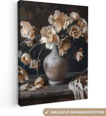 Produktbild von MuchoWow® - Leinwandbilder - Blumen - Vase - Kunst - Stilleben, Wandbild, Wanddeko Bilder Wohnzimmer, 30x40 cm