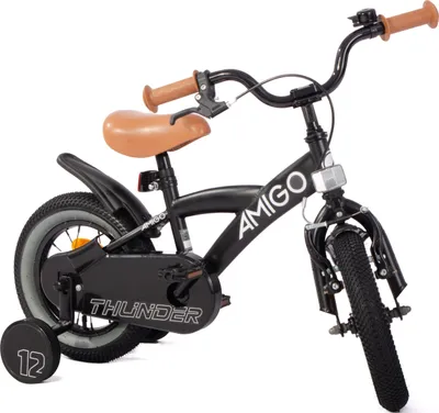Produktbild von AMIGO Kinderfahrräder Jungen Thunder 12 Zoll 21 cm Jungen Rücktrittbremse Schwarz/Weiß