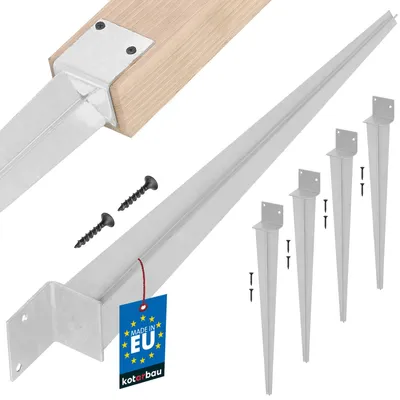Obrázok produktu pre KOTARBAU® Sada 4 stĺpikov na zatĺkanie v L 60 x 500 mm Ideálna opora pre konštrukcie Pozinkované