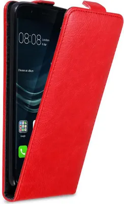 Produktbild von Cadorabo Hülle für Huawei P9 PLUS Schutz Hülle in Rot Flip Etui Handyhülle Case Cover