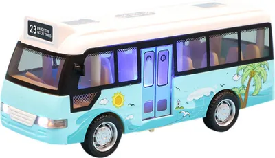 Produktbild von Kinder Sound und leichte Stadtbusspielzeug Langlebige Simulationsmodellautos mit offenbarem Türblau