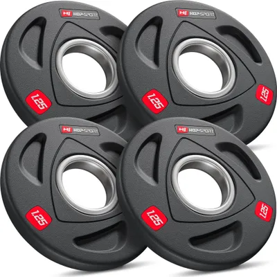 Obrázok produktu pre Hop-Sport liatinové taniere, robustná olympijská sada tanierov 4x1,25 kg, pre činky ø 50 mm, protišmykový a pogumovaný povrch