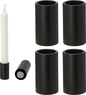 Produktbild von Novaliv 4x Kerzenständer magnetisch 2,8x7,5cm SCHWARZ Kerzenpick Wohnzimmerdekoration Kerzenhalter Stabkerzen Magnet Tafelkerzen weihnachtliche Tischdekoration Adventskranz candle holder