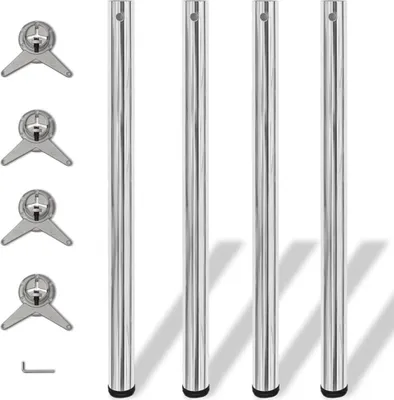 Obrázek produktu pro 4 výškově nastavitelné stolové nohy chrom 870 mm