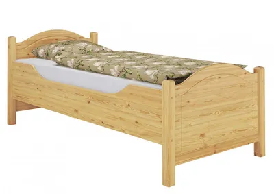 Produktbild von Seniorenbett extra hoch 90x200 Massivholz Kiefer Einzelbett Gästebett Zubehör wählbar V-60.40-09Federholzrahmen und Matratze inkl.