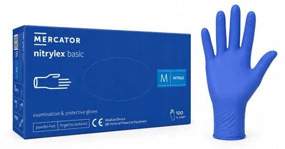 Produktbild von Einweghandschuhe Mercator Basic Nitril blau Größe M 100 Stück für Hygiene Daten