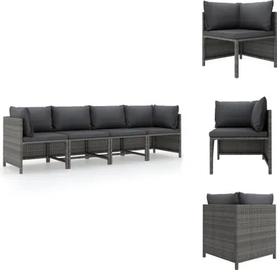 Produktbild von vidaXL 4-Sitzer-Gartensofa mit Kissen Grau Poly Rattan -  Gartensofaelemente