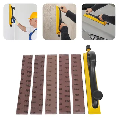 Produktbild von Handschleifklotz - Manueller Schleifklotz - Mit 5 Schleifpapieren - Schleifpapierhalter - Zum Schleifen von Holz und Messern