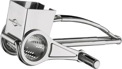 Produktbild von Unyqoos® Käsereibe mit Kurbel – 18/10 Edelstahl, 20 cm, für Hartkäse, Gemüse, Obst und Nüsse, spülmaschinenfest