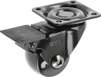 Produktbild von GTV - Möbelrollen CALIBRO | Lenkrollen | Rollen für Möbel | mit Bremse | Durchmesser 35 mm | aus Kunststoff und Stahl | Schwarz