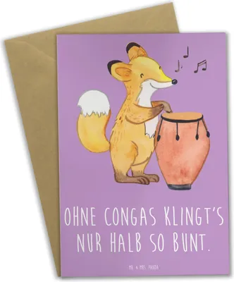 Produktbild von Mr. & Mrs. Panda Beileidskarte Bunte Congas - Lavendeltraum - Geschenk, bunt, Grußkarte, einladungskarten, Musiker, weihnachtskarten, Trommeln, Grußkarten, Rhythmus