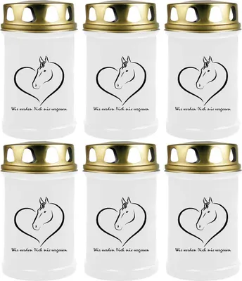 Produktbild von Grabkerze Weiß 6er Pack, Brenndauer: 48 Stunden ( je Kerze ), Motiv: Herz